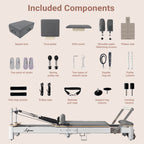 Li Fitness Pilates Reformer Set, Commercial Grade Foldable Pilates Machine with Jumpboard, Reformer Box, Pilates Mat & Socks for Home Workout, Gym Exercise Up to 280 KGs Capacity