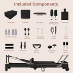 Li Fitness Pilates Reformer Set, Commercial Grade Foldable Pilates Machine with Jumpboard, Reformer Box, Pilates Mat & Socks for Home Workout, Gym Exercise Up to 280 KGs Capacity