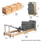 Lifitness Pilates Reformer Machine, Rubberwood Foldable 5-Spring with Jump Board & Pilates Box, 240 kg Capacity for Home Gym