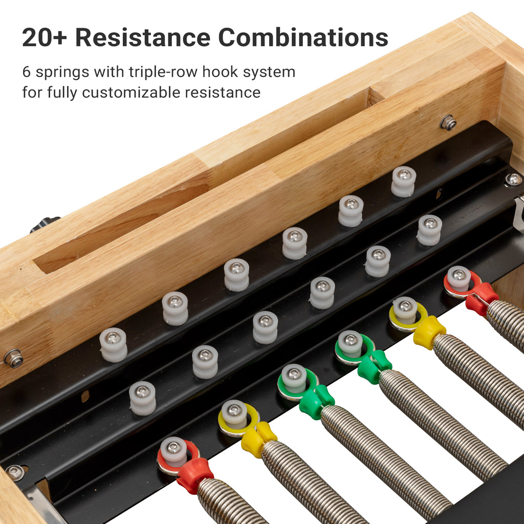 Lifitness Pilates Reformer,Rubberwood Pilates Reformer Bed for Home Workouts,Strengenth Training Machine with Jump Board,Pilaes Box