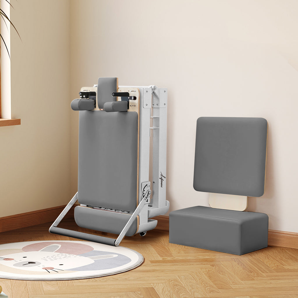 Li Fitness Pilates Reformer Set, Commercial Grade Foldable Pilates Machine with Jumpboard, Reformer Box, Pilates Mat & Socks for Home Workout, Gym Exercise Up to 280 KGs Capacity