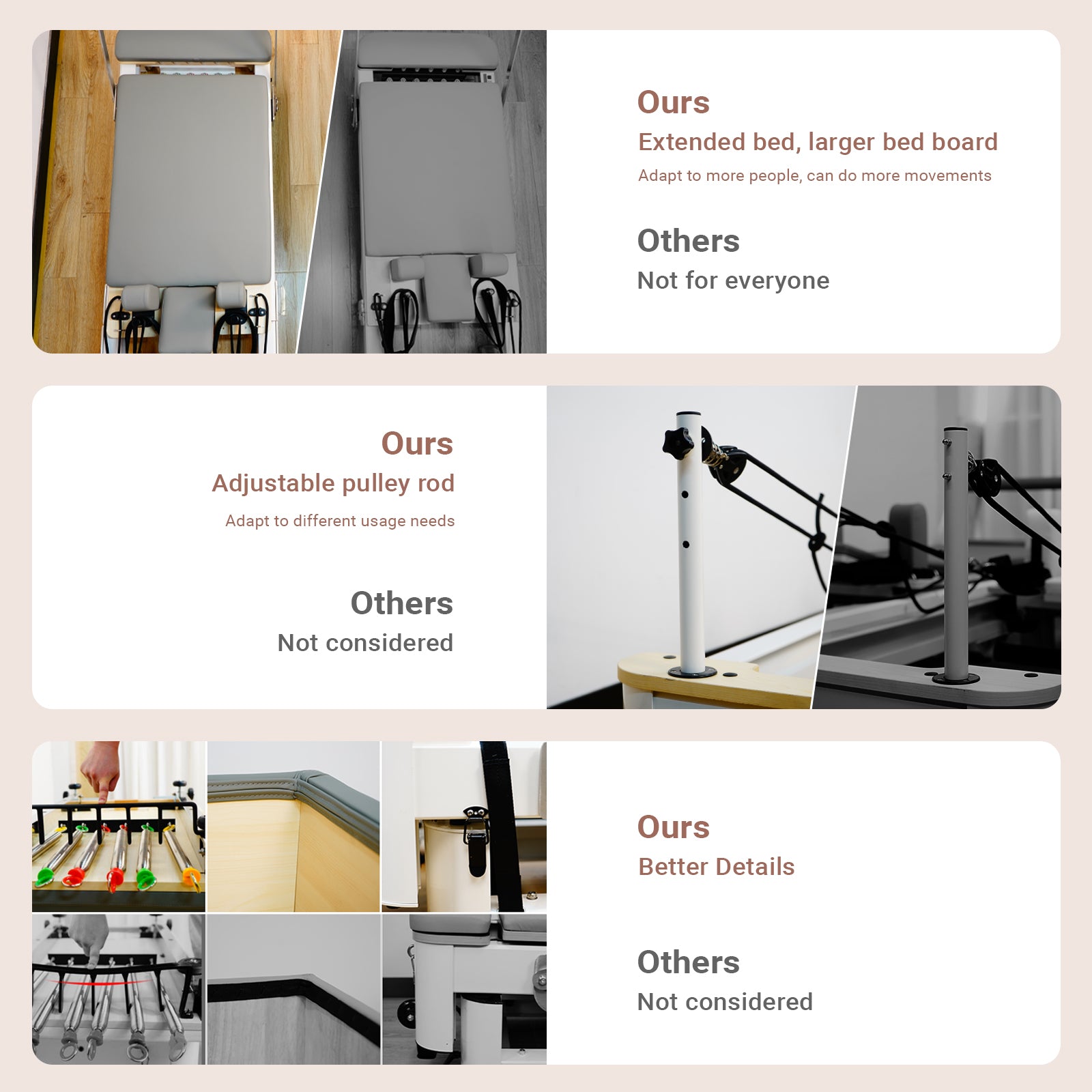 Li Fitness Pilates Reformer Set, Commercial Grade Foldable Pilates Machine with Jumpboard, Reformer Box, Pilates Mat & Socks for Home Workout, Gym Exercise Up to 280 KGs Capacity