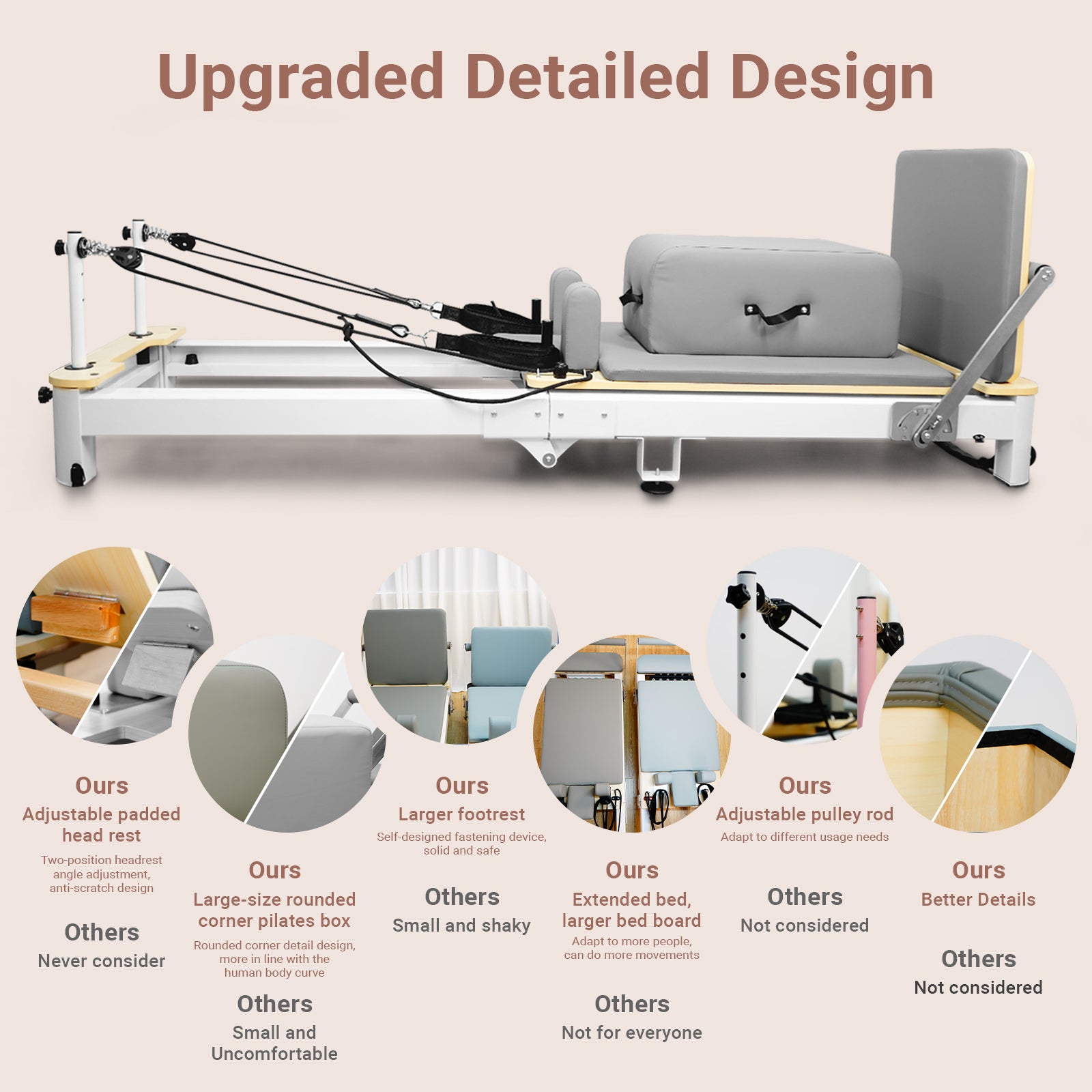 Li Fitness Pilates Reformer Set, Commercial Grade Foldable Pilates Machine with Jumpboard, Reformer Box, Pilates Mat & Socks for Home Workout, Gym Exercise Up to 280 KGs Capacity