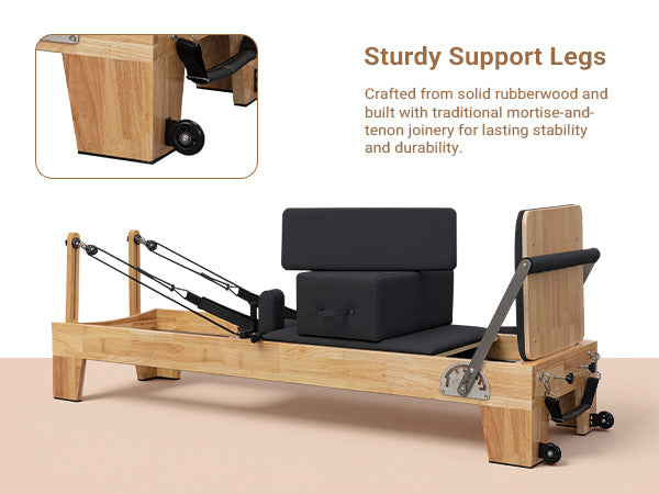 Lifitness Pilates Reformer,Rubberwood Pilates Reformer Bed for Home Workouts,Strengenth Training Machine with Jump Board,Pilaes Box