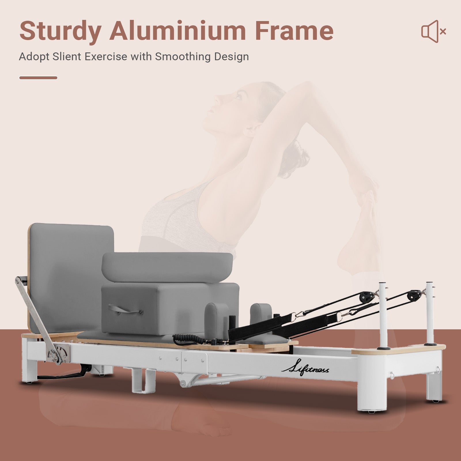 Li Fitness Pilates Reformer Set, Commercial Grade Foldable Pilates Machine with Jumpboard, Reformer Box, Pilates Mat & Socks for Home Workout, Gym Exercise Up to 280 KGs Capacity