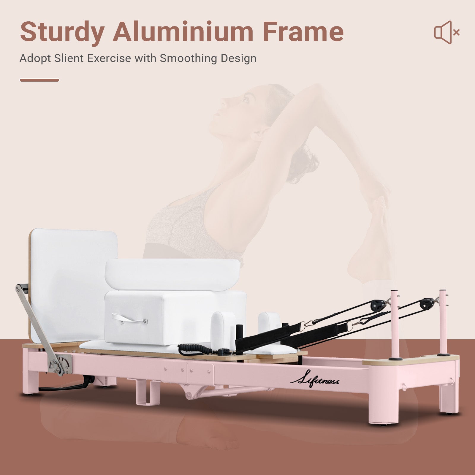 Li Fitness Pilates Reformer Set, Commercial Grade Foldable Pilates Machine with Jumpboard, Reformer Box, Pilates Mat & Socks for Home Workout, Gym Exercise Up to 280 KGs Capacity