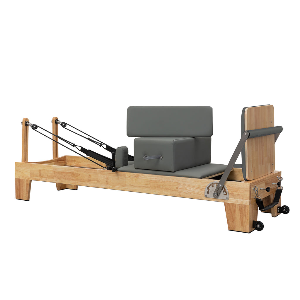 Lifitness Pilates Reformer,Rubberwood Pilates Reformer Bed for Home Workouts,Strengenth Training Machine with Jump Board,Pilaes Box