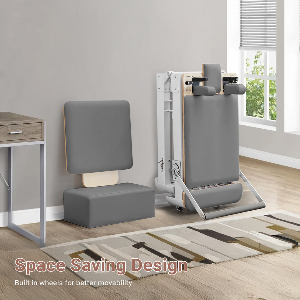 Li Fitness Pilates Reformer Set, Commercial Grade Foldable Pilates Machine with Jumpboard, Reformer Box, Pilates Mat & Socks for Home Workout, Gym Exercise Up to 280 KGs Capacity