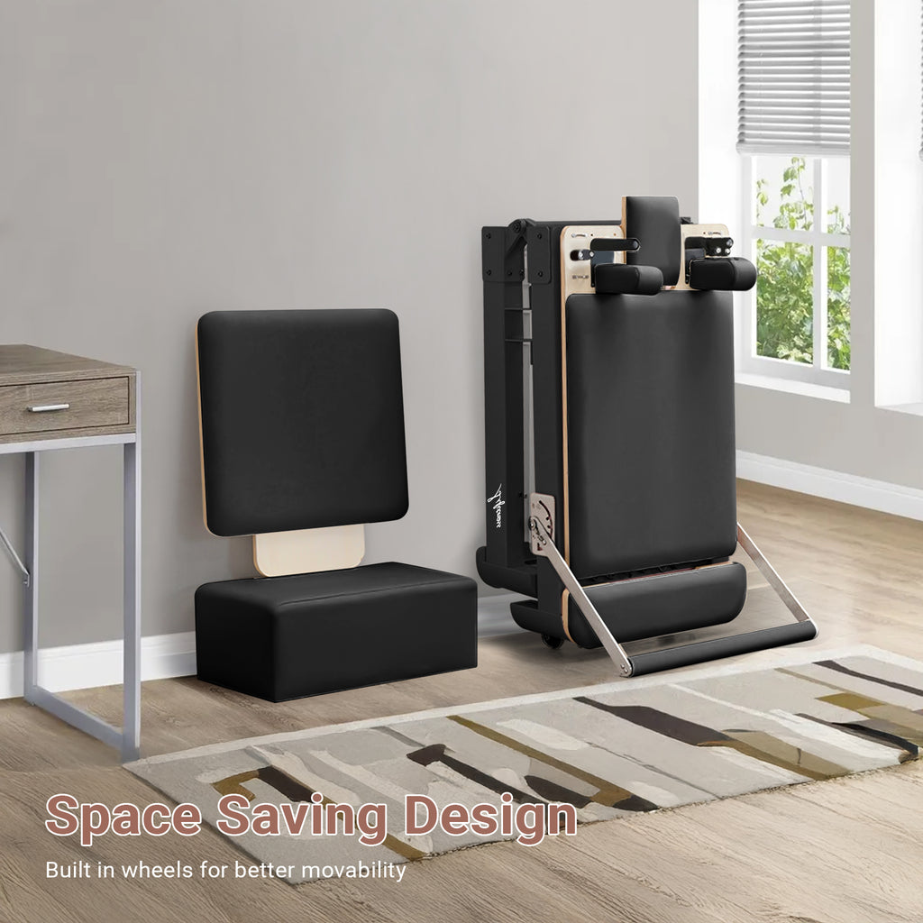 Li Fitness Pilates Reformer Set, Commercial Grade Foldable Pilates Machine with Jumpboard, Reformer Box, Pilates Mat & Socks for Home Workout, Gym Exercise Up to 280 KGs Capacity