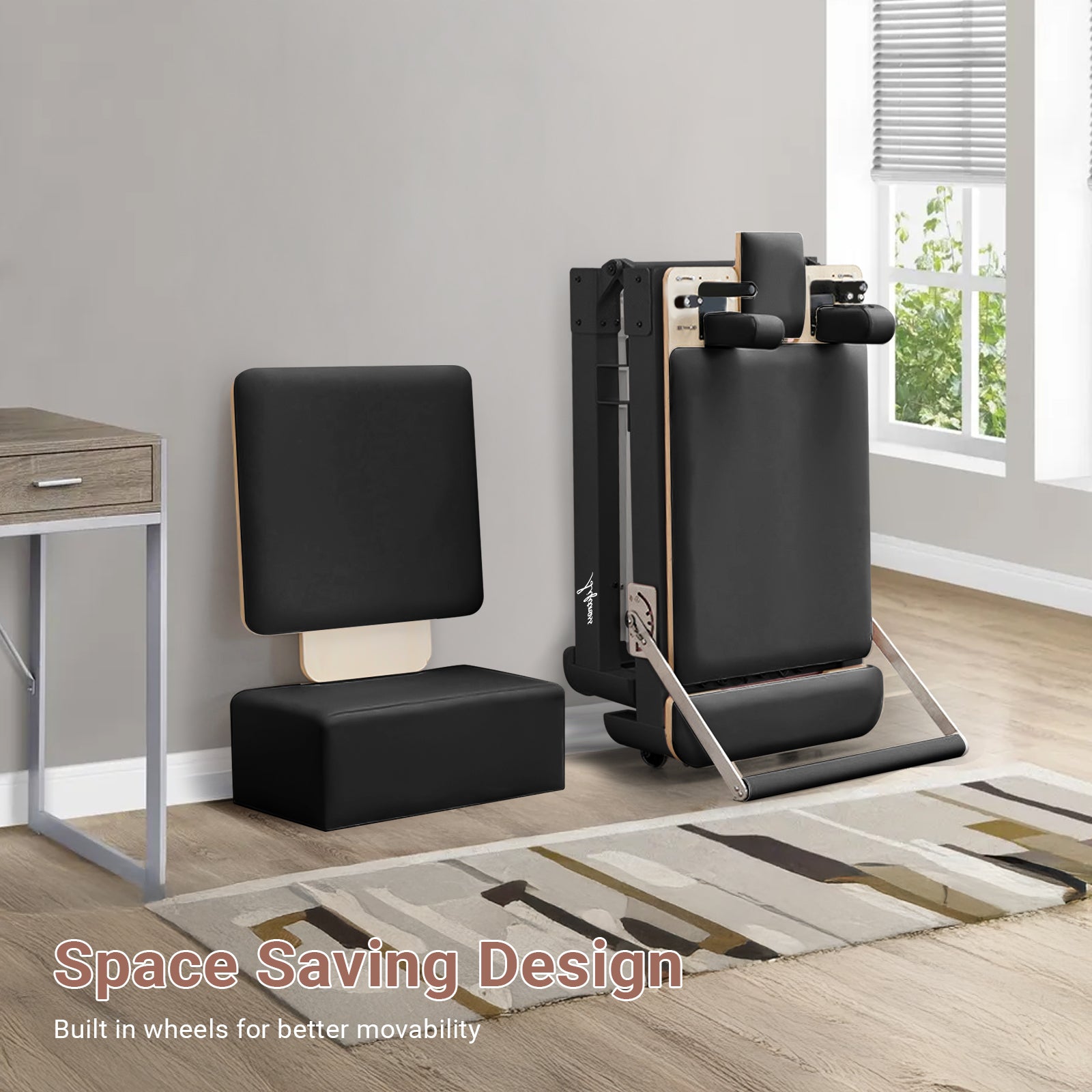 Li Fitness Pilates Reformer Set, Commercial Grade Foldable Pilates Machine with Jumpboard, Reformer Box, Pilates Mat & Socks for Home Workout, Gym Exercise Up to 280 KGs Capacity