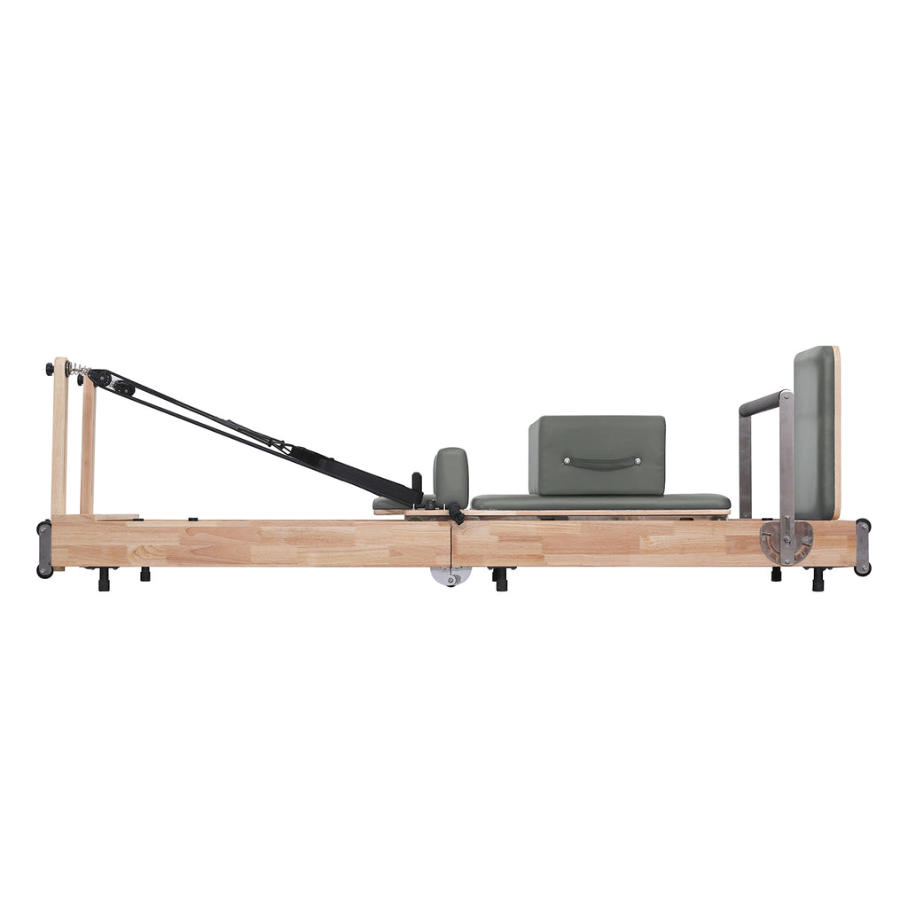 Lifitness Pilates Reformer Machine, Rubberwood Foldable 5-Spring with Jump Board & Pilates Box, 240 kg Capacity for Home Gym