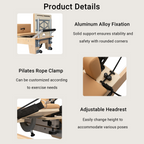 Pilates Reformer,Pilates Reformer Machine with Accessories Jump Board, Reformer Box for Home Workouts，Foldable Studio Grade Pilates Equipment Maple Wood