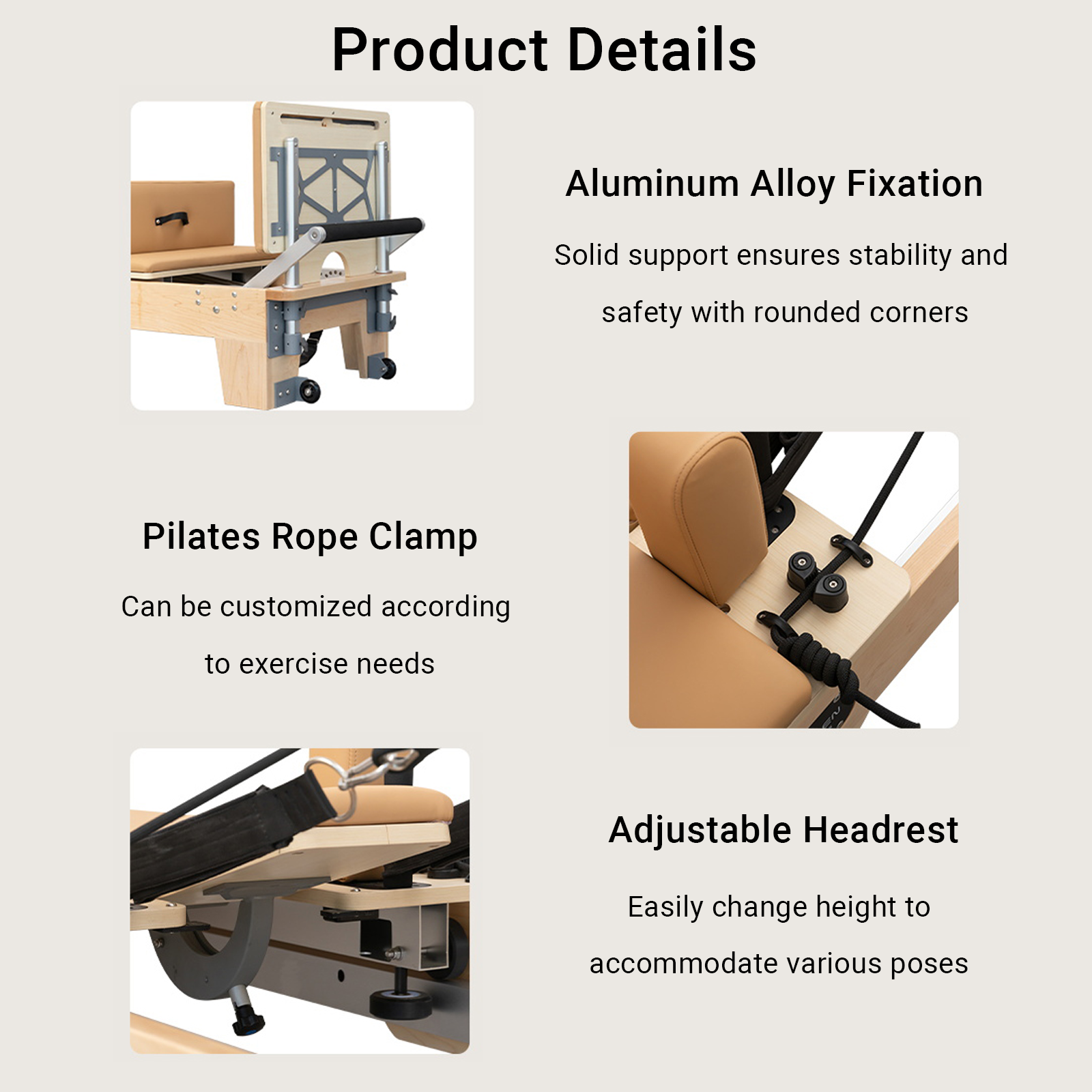 Pilates Reformer,Pilates Reformer Machine with Accessories Jump Board, Reformer Box for Home Workouts，Foldable Studio Grade Pilates Equipment Maple Wood