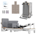 Li Fitness Pilates Reformer Set, Commercial Grade Foldable Pilates Machine with Jumpboard, Reformer Box, Pilates Mat & Socks for Home Workout, Gym Exercise Up to 280 KGs Capacity