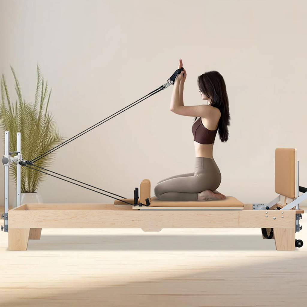 Pilates Reformer,Pilates Reformer Machine with Accessories Jump Board, Reformer Box for Home Workouts，Foldable Studio Grade Pilates Equipment Maple Wood