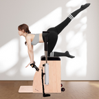 Pilates Chair, Pilates Machine with Split-Pedal,Yoga Fitness Trainer for Home Use & Gym Workout Maple Wood