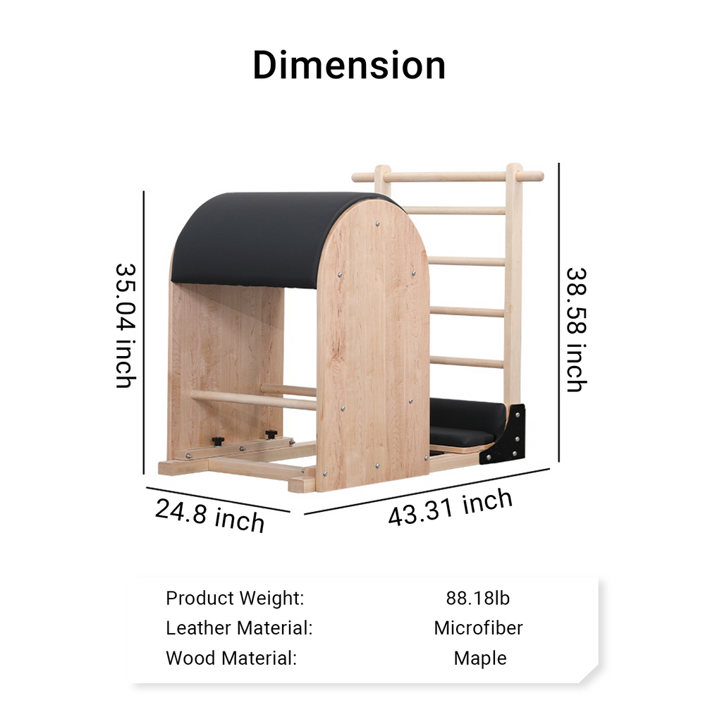 Pilates Ladder Barrel, Pilates Bucket Wooden Spine Corrector Pilates Machine for Balance Training, Core Strengthening and Stretching