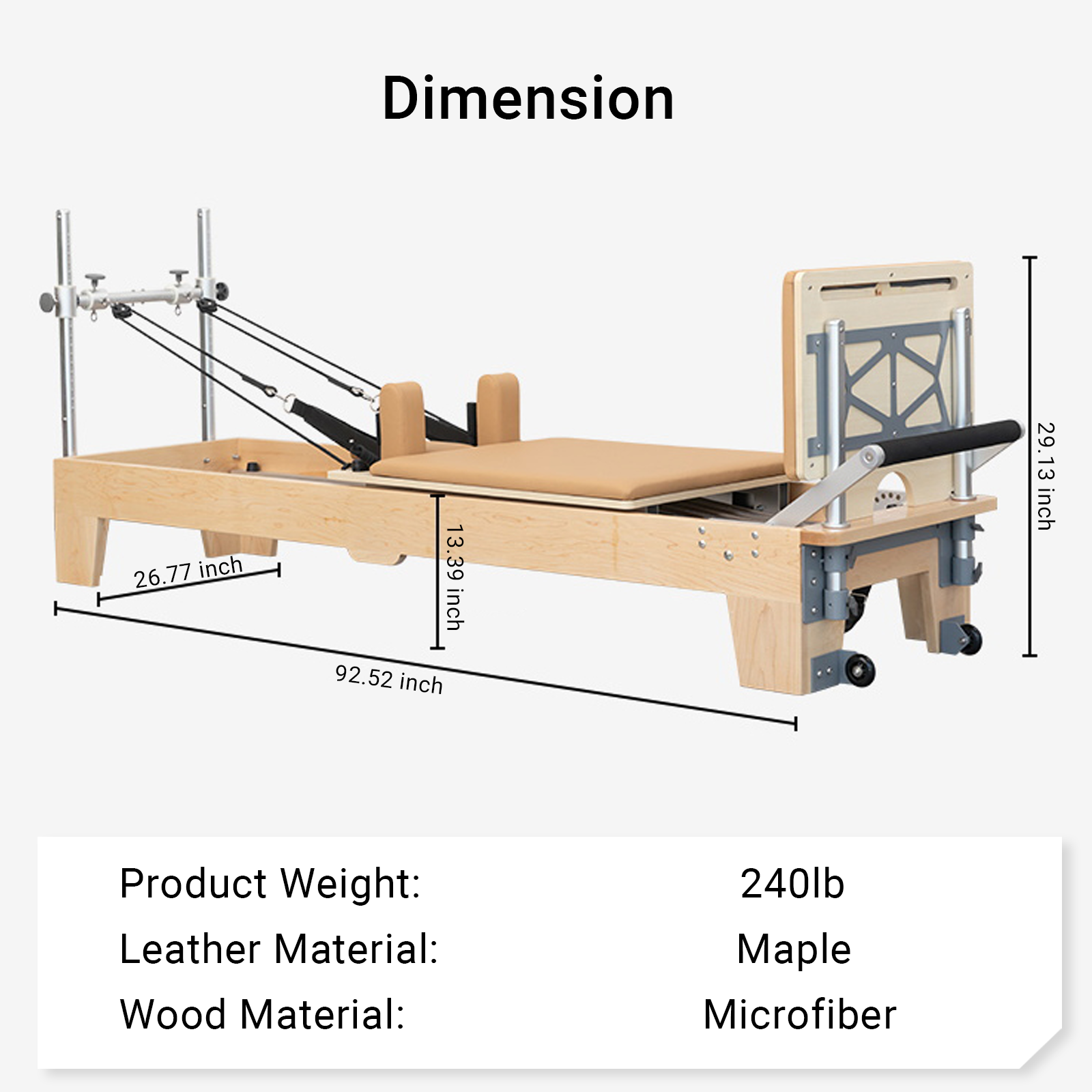 Pilates Reformer,Pilates Reformer Machine with Accessories Jump Board, Reformer Box for Home Workouts，Foldable Studio Grade Pilates Equipment Maple Wood
